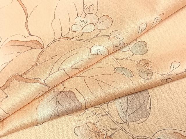 平和屋着物▽上質な小紋　単衣　手描き　枝葉文　正絹　逸品　AABE5692fy