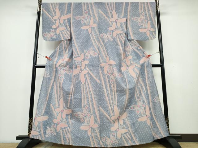 平和屋着物∴夏物　浴衣　有松鳴海絞り　舞蝶文　綿　逸品　CAAY4585ng