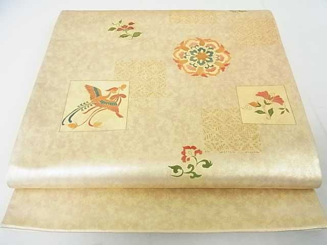 平和屋着物◎太鼓柄袋帯 格子鳳凰正倉院花文 金彩 引箔 逸品 DAAE9936ar