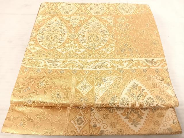 平和屋着物◎六通柄袋帯 正倉院花文 金銀糸 正絹 逸品 AAAU9965yx