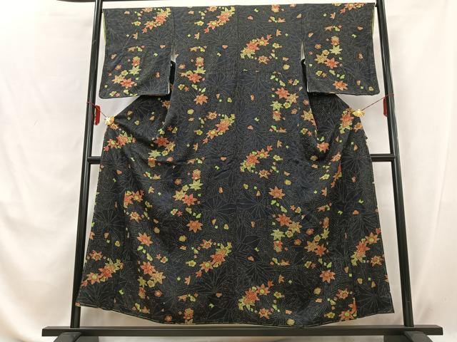 平和屋着物■上質な小紋　秋草花文　正絹　逸品　AABD9241uw
