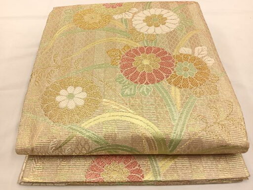 平和屋着物◎六通柄袋帯 唐織 草花文 金糸 正絹 逸品 BAAT7715ow 平和屋着物◎六通柄袋帯 唐織 草花文 金糸 正絹 逸品 BAAT7715ow