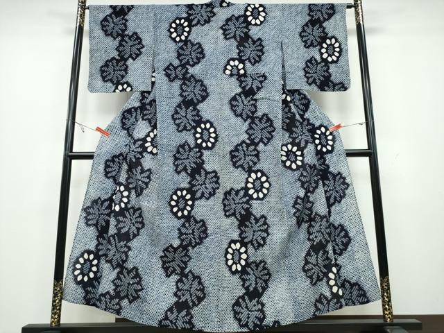 平和屋着物∴夏物　浴衣　有松鳴海絞り　舞葉菊文　綿　逸品　CAAY4589ng