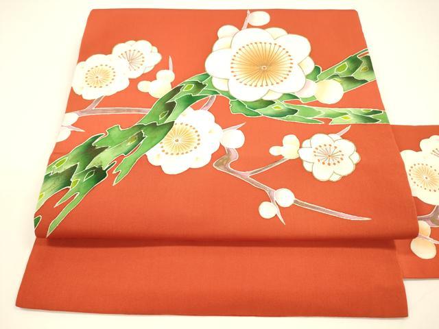 Other - 平和屋着物●塩瀬　九寸名古屋帯　枝花文　金彩　正絹　逸品　DAAY8038cm