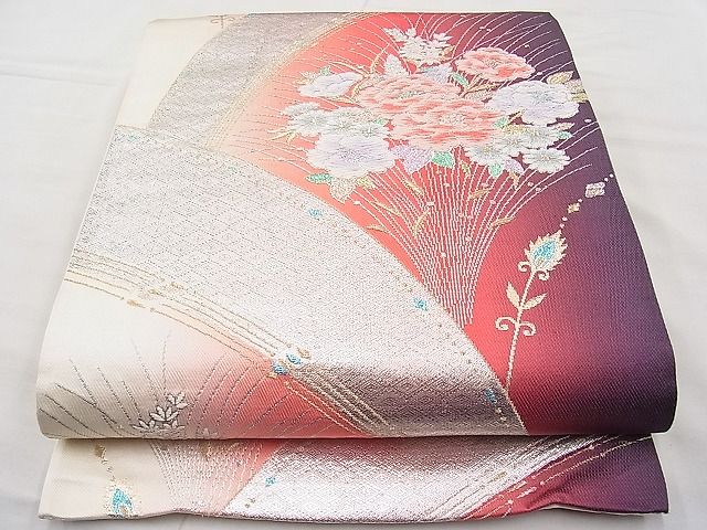 平和屋着物◎六通柄袋帯 唐織 草花文 金銀糸 逸品 BAAI9307sa