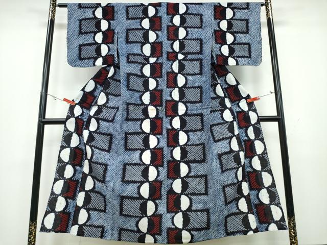 平和屋着物∴夏物　浴衣　有松鳴海絞り　幾何学文様　綿　逸品　CAAY4592ng