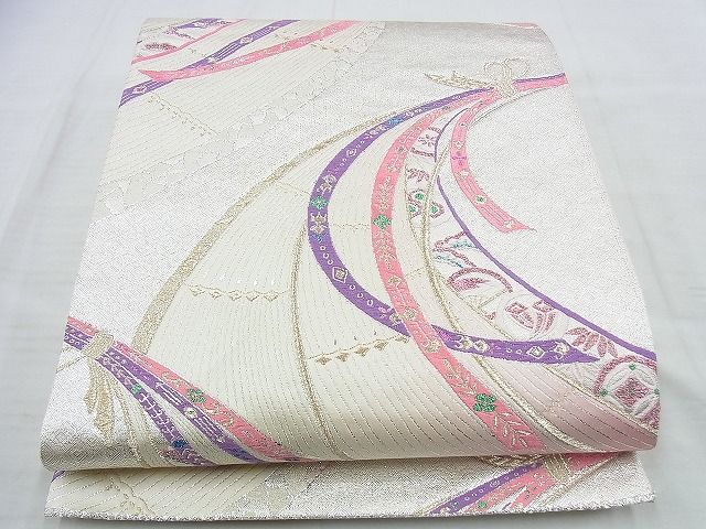 平和屋着物◎六通柄袋帯　束ね熨斗有職文　金銀糸　逸品　BAAI5956jm