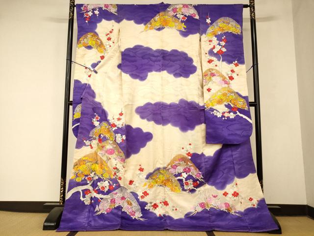 平和屋本店●お引きずり・お引き摺り・引き振袖 和装 結婚式 舞妓 芸妓 芸者 衣装 吉祥枝花文 金銀糸 逸品 AABM0850fw