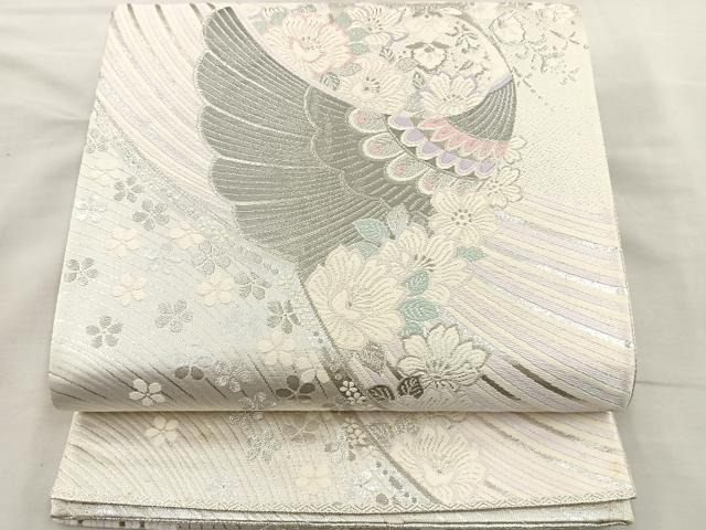 平和屋着物◎六通柄袋帯　唐織　虹彩花宴文　プラチナ二重箔　正絹　逸品　BAAR4881ct