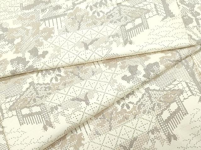 平和屋着物●本場大島紬　白大島　7マルキ　風景文　正絹　逸品　CAAU9928vf(4)