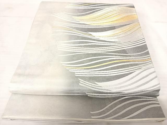 平和屋着物◎六通柄袋帯 流水文 金銀糸 正絹 逸品 AAAU9975yx