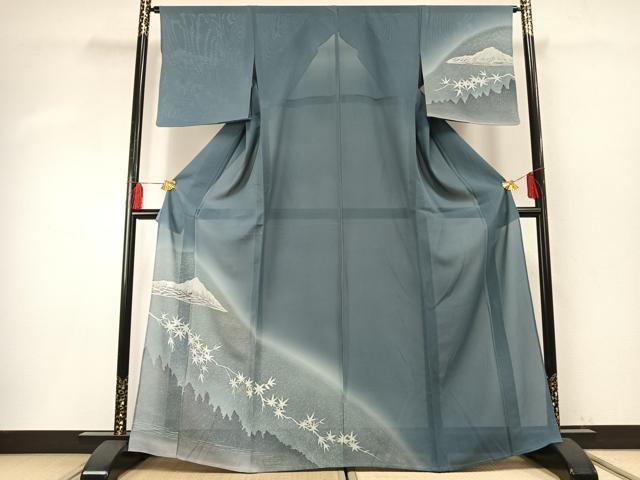 平和屋着物＊夏物　訪問着　絽　風景文　暈し染め　銀彩　正絹　逸品　AABF5849fy