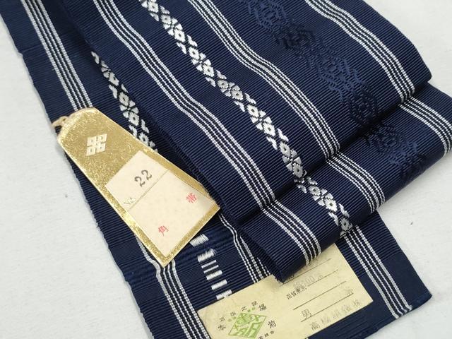 平和屋着物●男性　角帯　本場筑前博多織　献上　高橋絹織物謹製　証紙付き　正絹　逸品　未使用　CAAZ4302hy