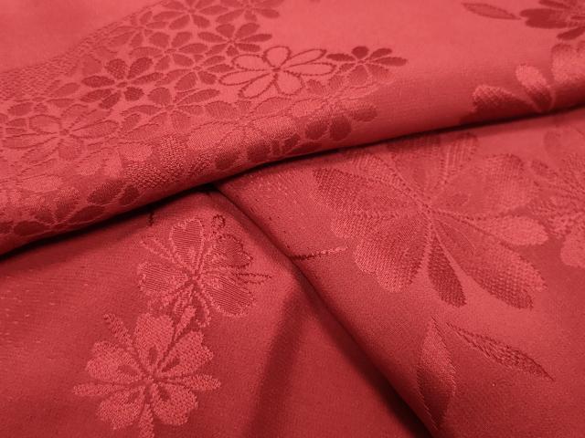 平和屋着物●長襦袢 無双仕立て 舞花地紋 紅海老茶色 正絹 逸品 CABB0209gh