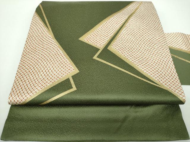 平和屋着物○九寸名古屋帯 作家物 鹿の子雪輪重ね 金糸 引箔 正絹 逸品