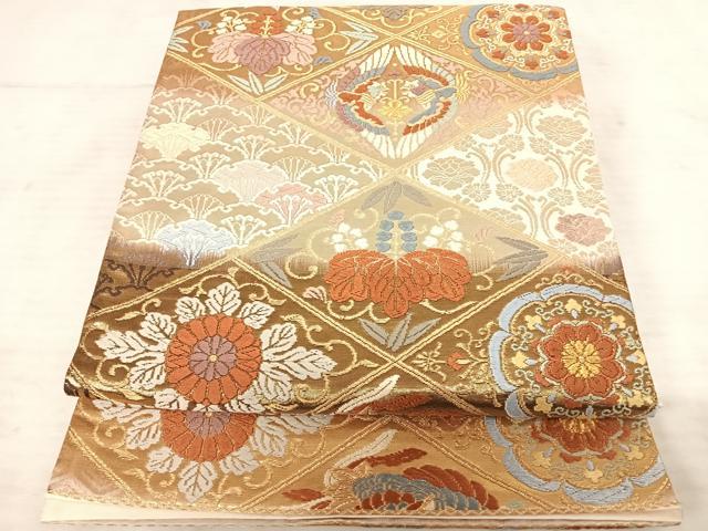 平和屋着物◎六通柄袋帯　唐織　天井花文　金糸　正絹　逸品　AAAT6058yx