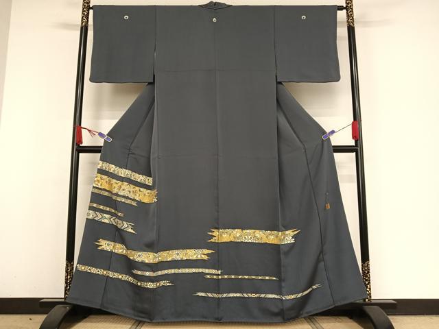 平和屋着物●京友禅 タケハナ染匠 色留袖 刺繍 霞花文 金糸 金彩 正絹 逸品 AAAX0002np