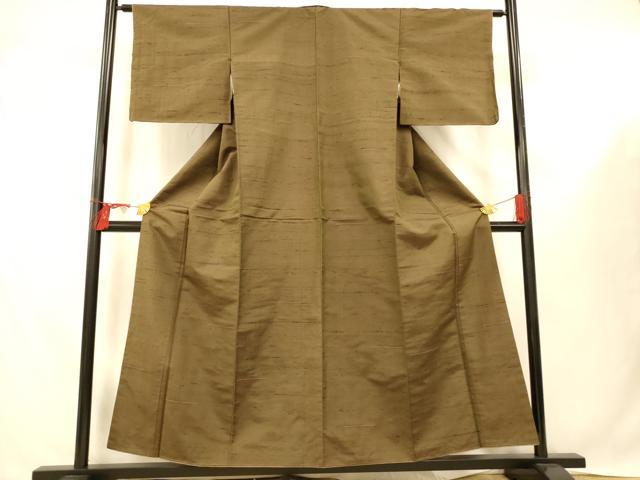 平和屋着物■上質な紬　媚茶色　正絹　逸品　AABE3815fw