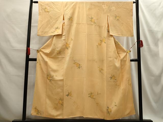 平和屋着物■上質な小紋　地紋起こし　枝花文　正絹　逸品　AABE6047sx