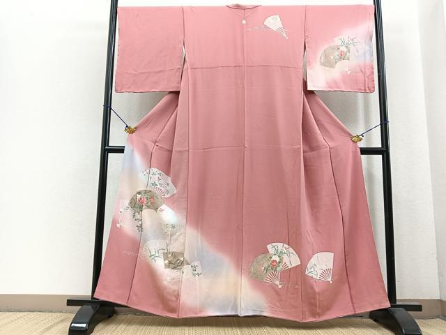 平和屋着物■訪問着 扇面花文 暈し染め 金彩 正絹 逸品 BAAL7999xa