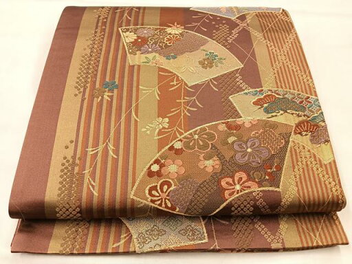 平和屋着物◎六通柄袋帯 唐織 地紙草花文 金糸 正絹 逸品 BAAM0033if 平和屋着物◎六通柄袋帯 唐織 地紙草花文 金糸 正絹 逸品 BAAM0033if