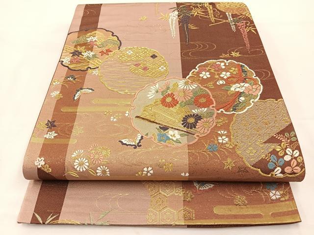 平和屋着物◎六通柄袋帯　唐織　麗姫彩映文　藤花房　金糸　正絹　逸品　BAAT7602ow