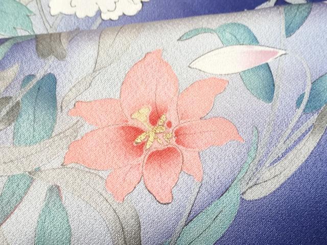 平和屋着物■上質な小紋 草花文 暈し染め 正絹 逸品 CAAP8674fb
