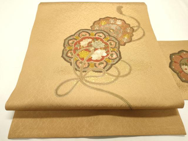 袋帯　赤　唐花　鳥　汕頭刺繍　A285 汕頭刺繍 秀品｜バイセルオンライン 中古・リサイクル着物【公式】通販