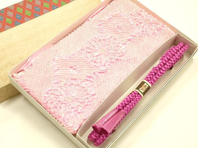 平和屋着物●和装小物　帯締め・帯揚げセット　丸組　柄絞り　花柄　逸品　未使用　...
