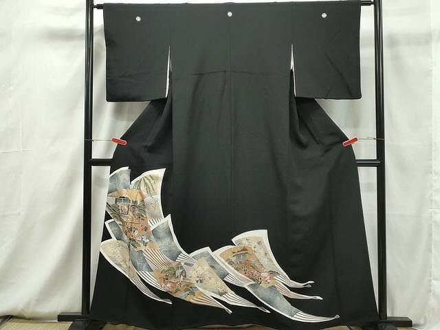 平和屋着物■豪華黒留袖 駒刺繍 人物風景花文 金彩 正絹 逸品 CAAU0898yk
