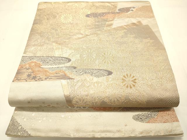 平和屋着物◎六通柄袋帯　色紙重ね吉祥花文　金糸　正絹　逸品　DAAJ7747fc