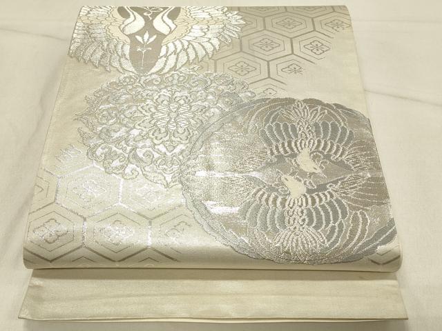 Other - 平和屋着物◎西陣　六通柄袋帯　花喰い鳥　銀糸　証紙付き　正絹　逸品　DABE3810qp