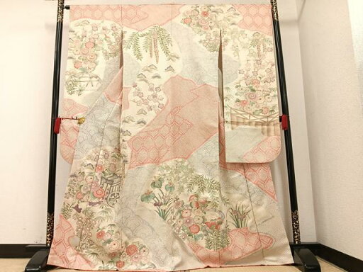 平和屋着物■豪華振袖 絞り 御所車花文 正絹 逸品 AAAS0952ph 平和屋着物■豪華振袖 絞り 御所車花文 正絹 逸品 AAAS0952ph