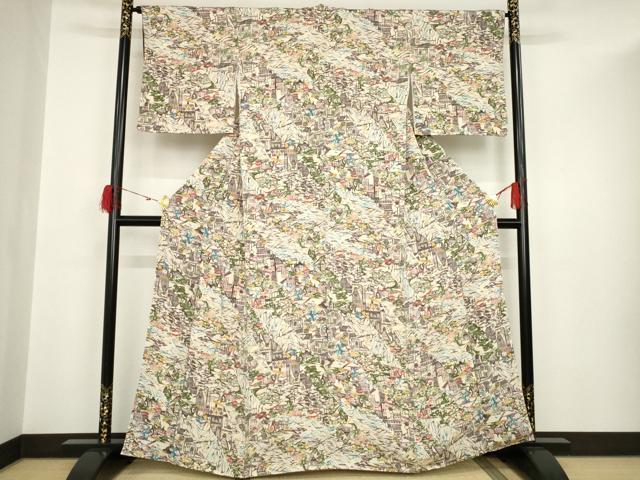 平和屋着物■上質な小紋 風景文 正絹 逸品 AAAT7682ma