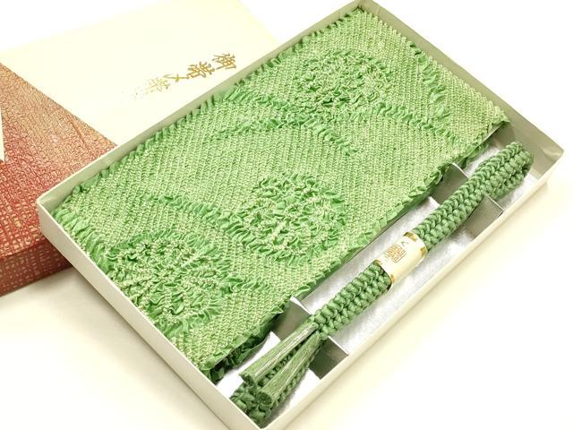 平和屋着物●和装小物　振袖用帯締め・帯揚げセット　柄絞り　花柄　菊　逸品　未使...