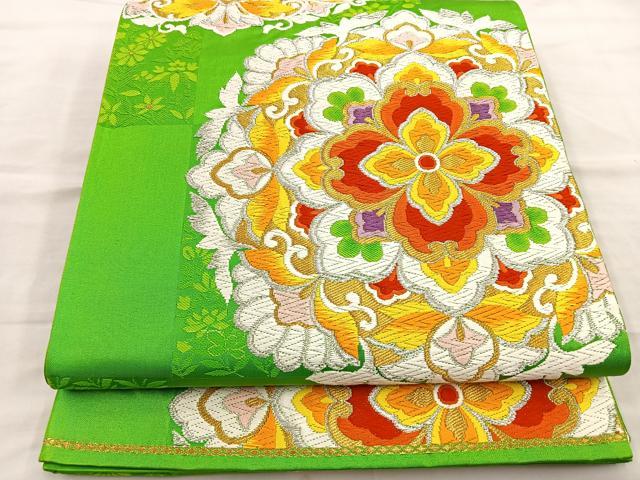 平和屋着物◎六通柄袋帯　唐織　正倉院くさばなもん　金銀糸　正絹　逸品　BAAL6415ea