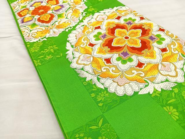 平和屋着物◎六通柄袋帯　唐織　正倉院くさばなもん　金銀糸　正絹　逸品　BAAL6415ea