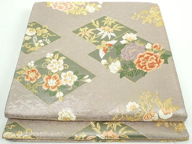 平和屋着物◎西陣　全通柄袋帯　唐織　花菱文　金糸　証紙付き　正絹　逸品　DAAW1102qa
