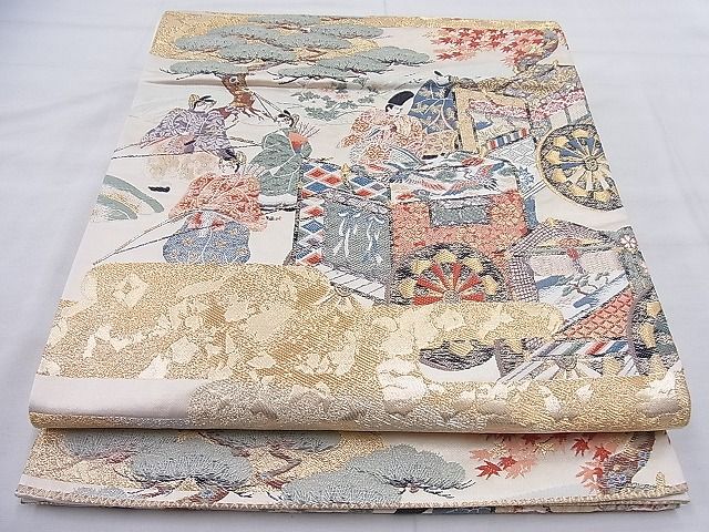 平和屋着物◎六通柄袋帯　唐織　春秋鎌倉　金糸　逸品　BAAI0495if