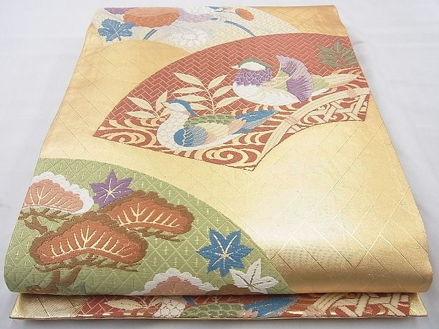 Other - 平和屋着物◎佐賀錦　六通柄袋帯　地紙鴛鴦花文　金糸　逸品　BAAI6809cm