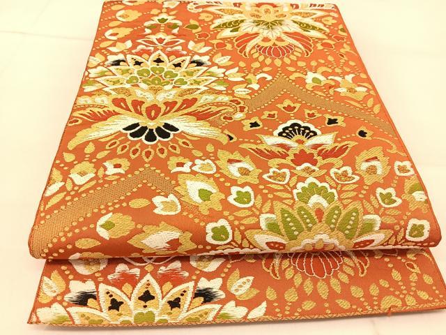 平和屋着物◎六通柄 京袋帯 唐織 宝相華 金糸 正絹 逸品 BAAU2408yc