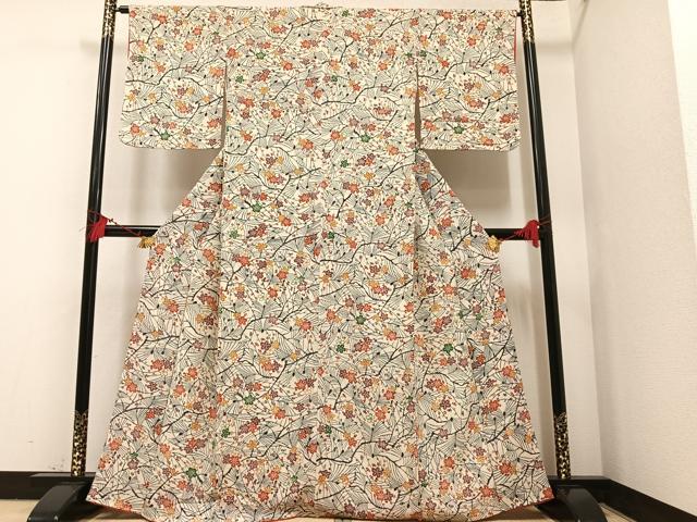 平和屋着物■上質な小紋 型染め 梅文 正絹 逸品 AAAT3943ph