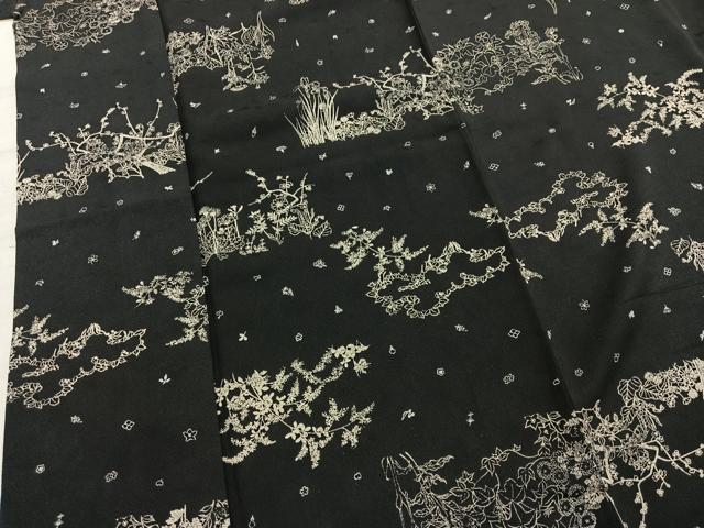 平和屋着物■上質な小紋　草花文　黒地　正絹　逸品　AAAR5812jh