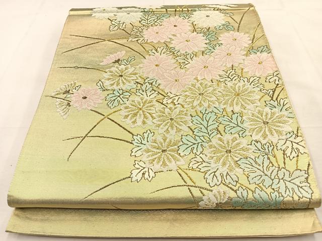 平和屋着物◎六通柄袋帯　菊　金銀糸　正絹　逸品　BAAS6598hj