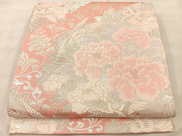 平和屋着物◎六通柄袋帯　唐織　鳳凰花文　銀糸　正絹　逸品　BAAU0289mz