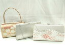 平和屋着物▼和装小物 和装バッグまとめて3点 ハンドバッグ 檜扇紗綾形花文 舞桜 礼装 振袖 金銀糸 逸品 CAAU6350ju