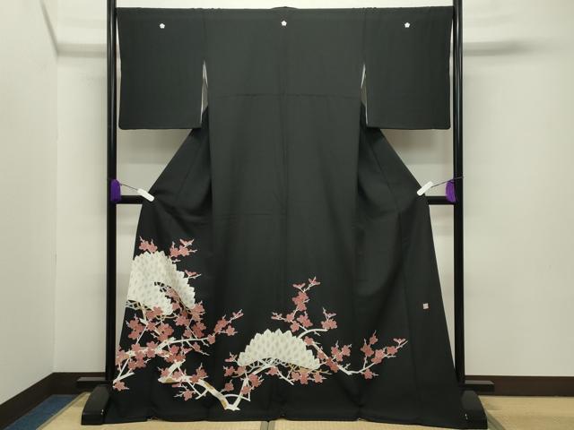 平和屋着物●新匠工芸士会会員　吉田匡廣　黒留袖　刺繍　松梅文　金彩　ロング丈　正絹　逸品　未使用　CABB0070gh