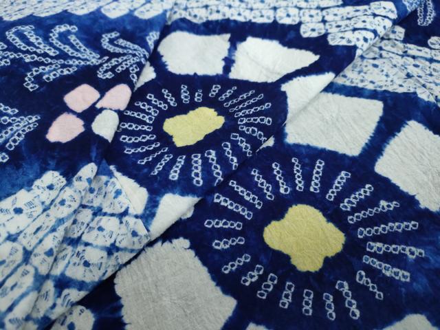 平和屋着物∴夏物　浴衣　有松鳴海絞り　草花文　綿　逸品　DAAV4113ud