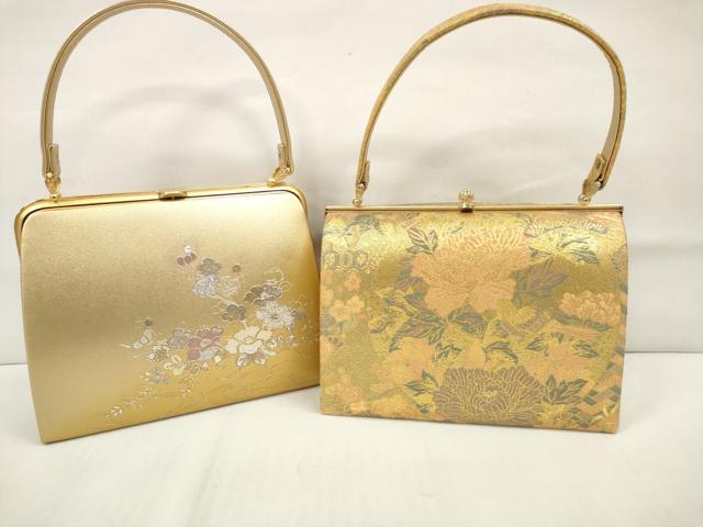 平和屋着物▼和装小物 バッグまとめて2点 流水文 草花文 ホログラム 金糸 金彩 逸品 DABA7964zzz