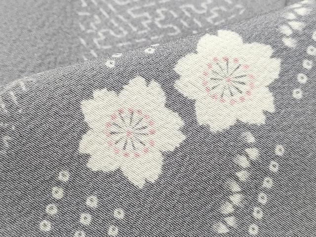 Full-Length Under-Kimono - 平和屋着物■上質な小紋　舞桜文　鬼しぼ縮緬　正絹　逸品　DABF4889qa